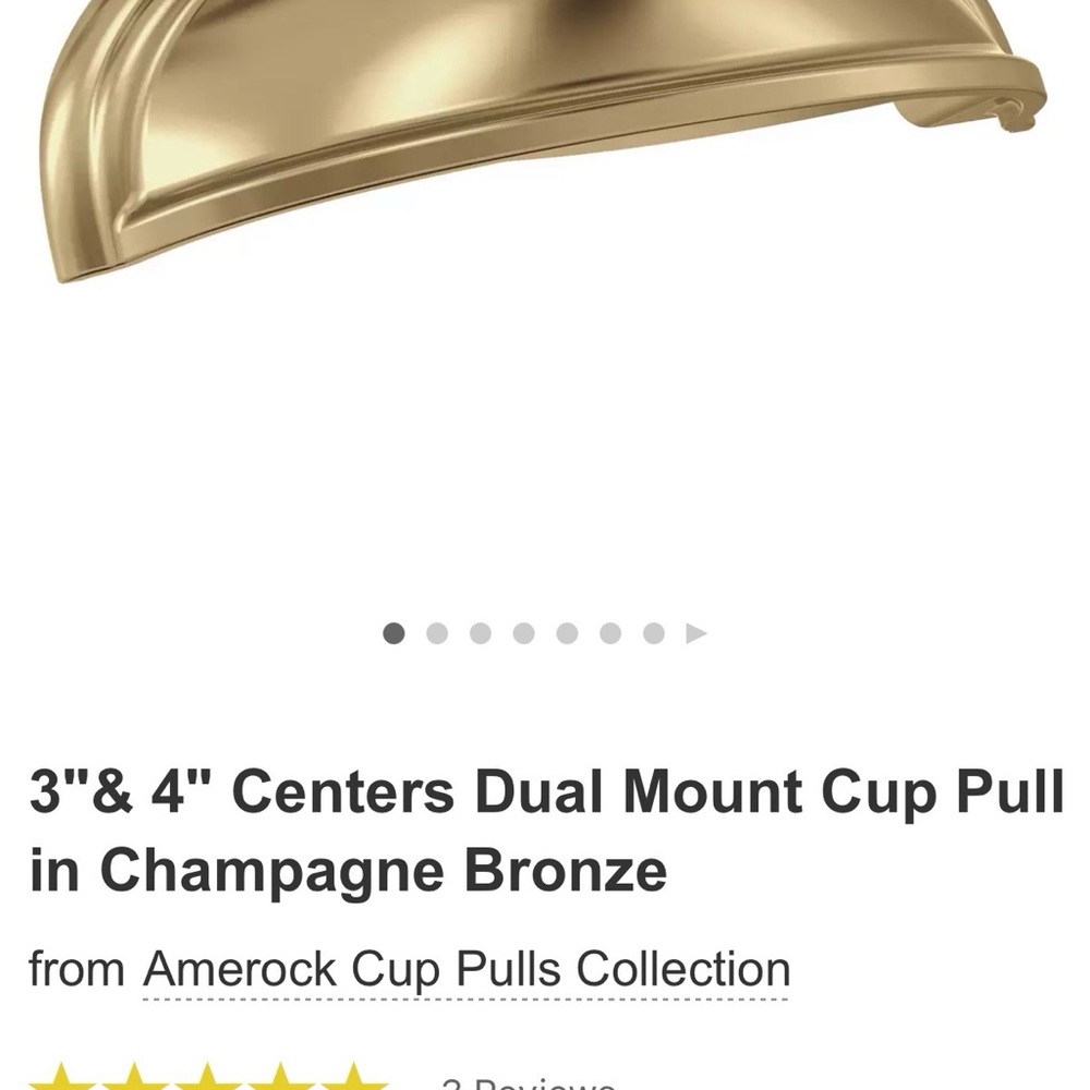 Amerock Dual Mount Cup Pull in Champagne Bronze